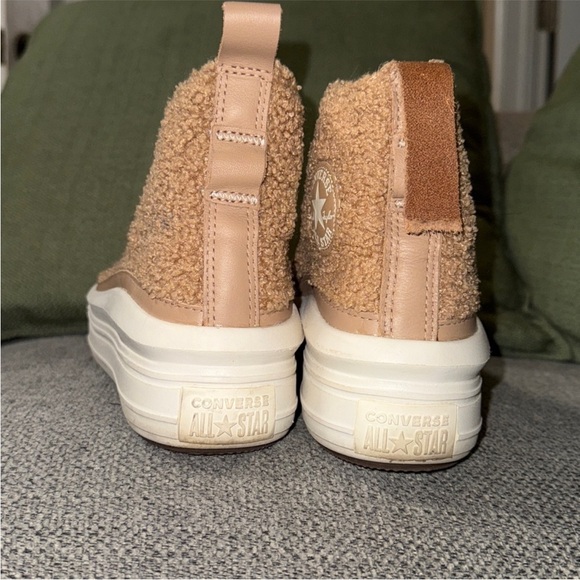 Converse Sherpa High Top Platform Sneakers - Tan & White - Picture 4 of 4